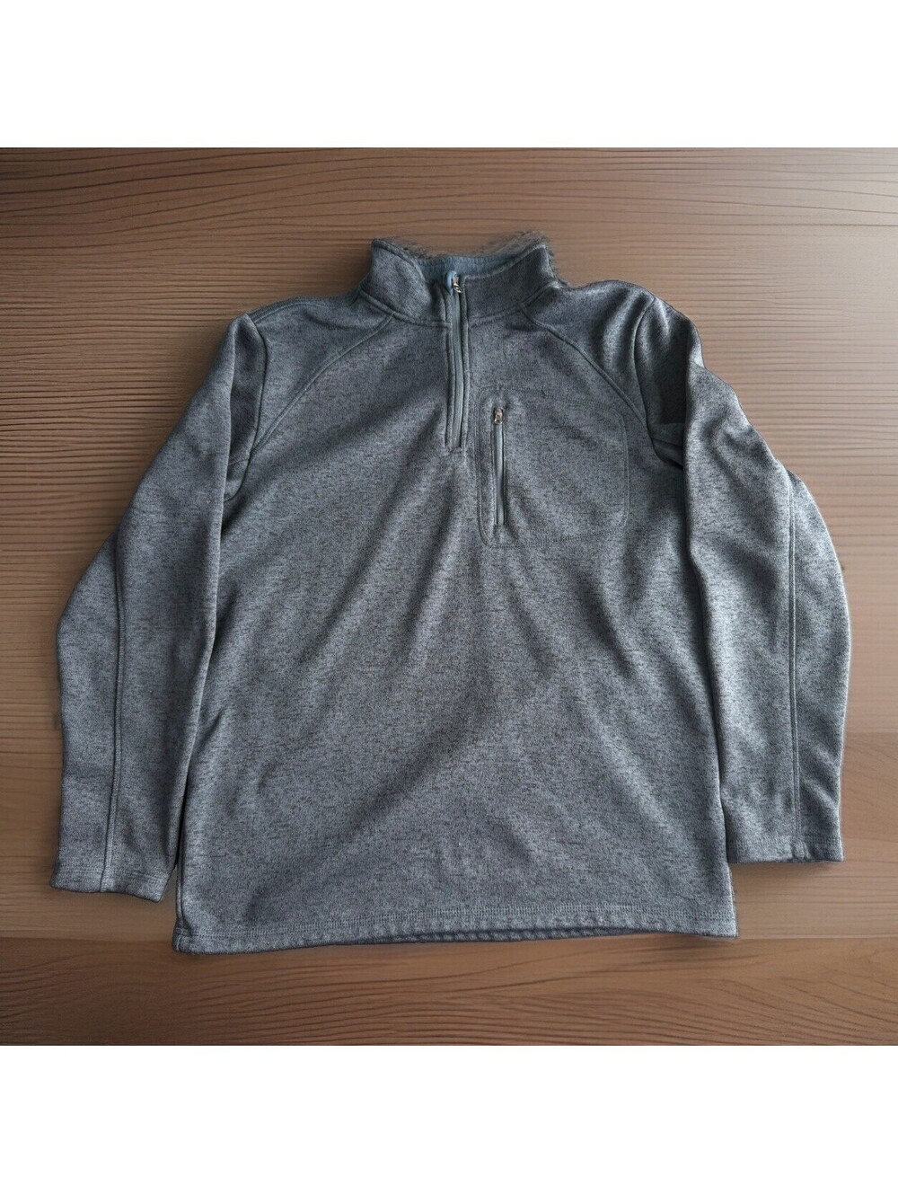Magellan Outdoors Mens Large 1/4 Zip Fleece Pullover Dark Blue Chest Pocket